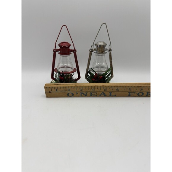 Christmas Lanterns Camping Ornaments Red And Silver Pine cone, Berries Decor - Picture 4 of 12